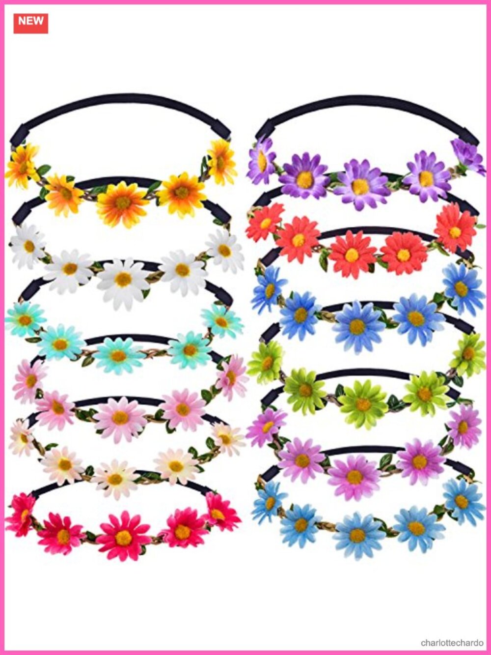 Daisy Flower Headbands Hippie Floral Wreath Cloth Elastic Hair Accessories
